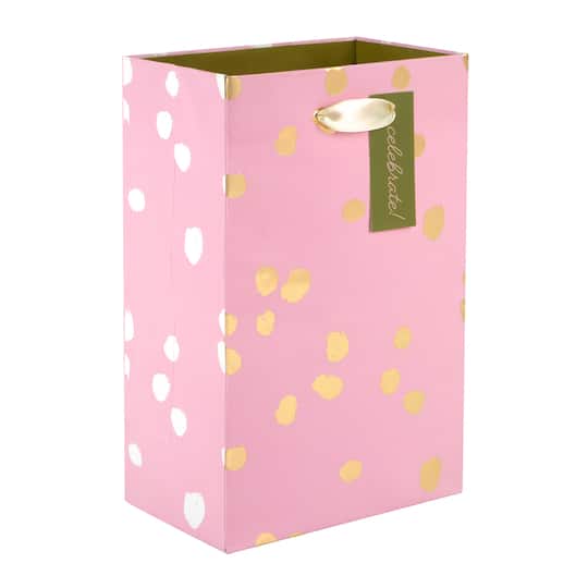 8.5" Pink with Gold Dots Boutique Gift Bag by Celebrate It™